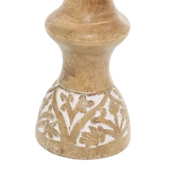 Brown Mango Wood Country Candle Holder Set {4}