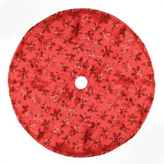 20" Red Sequin Snowflake Mini Tree Skirt {7}
