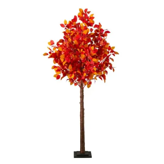 6ft. Pre-Lit Autumn Artificial Fall Tree with 300 Warm White LED Lights {1}