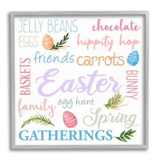 Stupell Industries Festive Easter Activity Sign Patterned Eggs Motif Framed Giclee Art Gray {1}