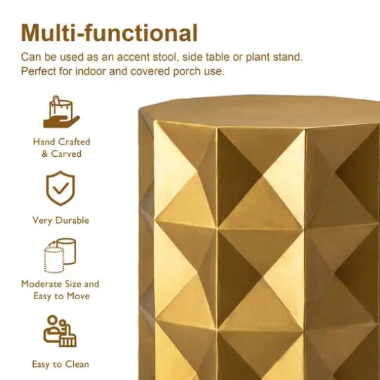 Glitzhome&reg; 17" Antique Gold Geometric Side Table {6}