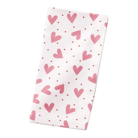 Heart Polka Pattern 10" x 10" Cotton Twill Napkin {3}