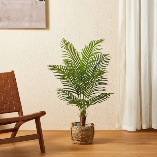 Glitzhome&reg; 3.5ft. Potted Faux Areca Palm Tree {4}