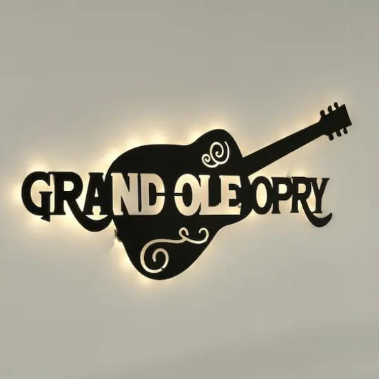 American Art Decor Grand Ole Opry laser Cut Guitar Metal Sign Featuring Back Lit LED - 36" x 17.6" {4}