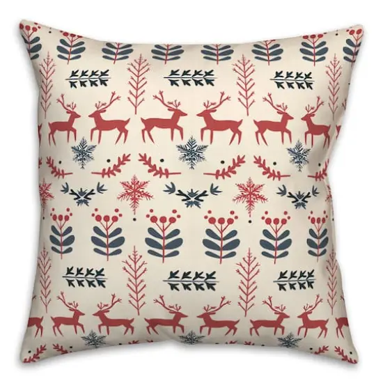 Scandinavian Reindeer Pattern 18" x 18" Spun Poly Pillow {1}