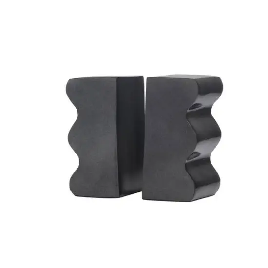 6" Wave Aluminum Bookends Set Dark Gray {6}
