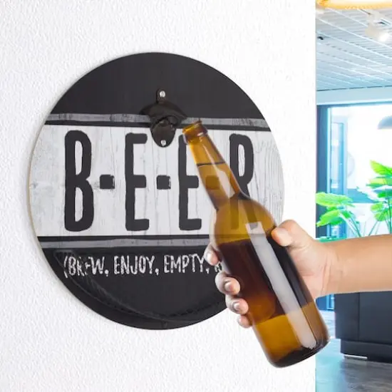 14" Vintage-Inspired 'B-E-E-R' Bottle Opener & Cap Catcher {3}
