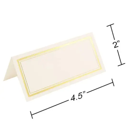 JAM Paper Double Metallic Border Fold-Over Wedding Table Place Cards, 100ct. White with Gold Double Border {5}