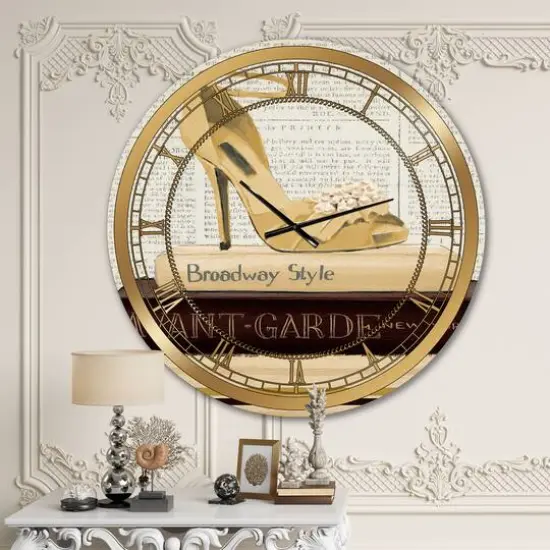 Designart 'Gold Fashion High Hells Iii Glam Wall Clock {3}
