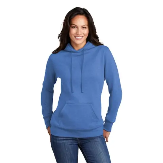 Port & Company&reg; Hooded Pullover Ladies Core Fleece Sweatshirt Heather Royal {3}