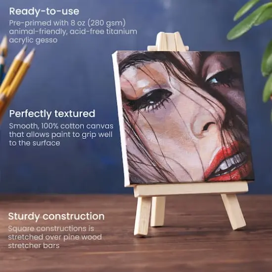 Arteza&reg; 4" x 4" Mini Canvases with Easels, 14ct. {5}