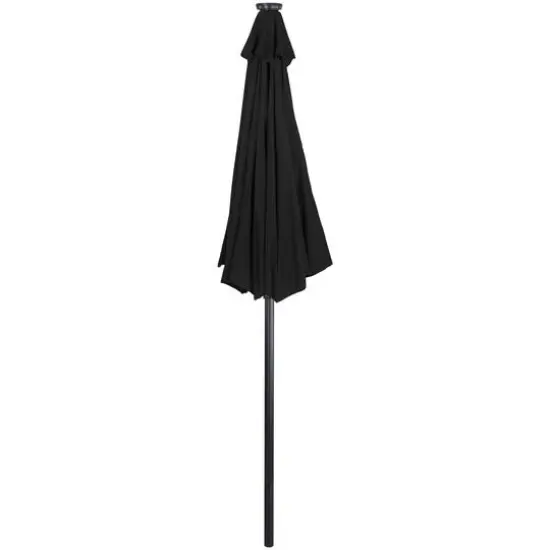 9ft. Solar Lighted Outdoor Patio Market Umbrella Black {5}