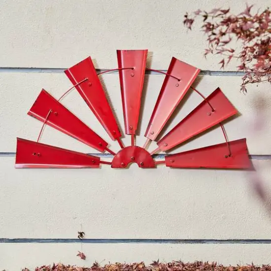 Glitzhome&reg; 32" Red Half Wind Spinner Wall D&eacute;cor {6}