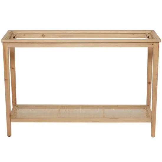 32" Natural Brown Wood Shelf Console Table {6}