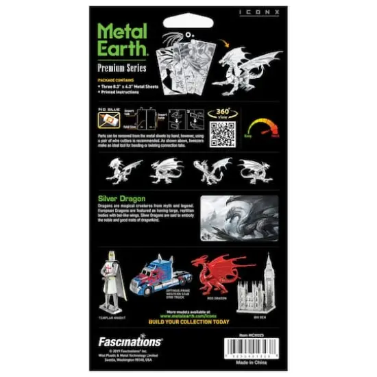 Metal Earth&reg; Silver Dragon Steel Model Kit {7}