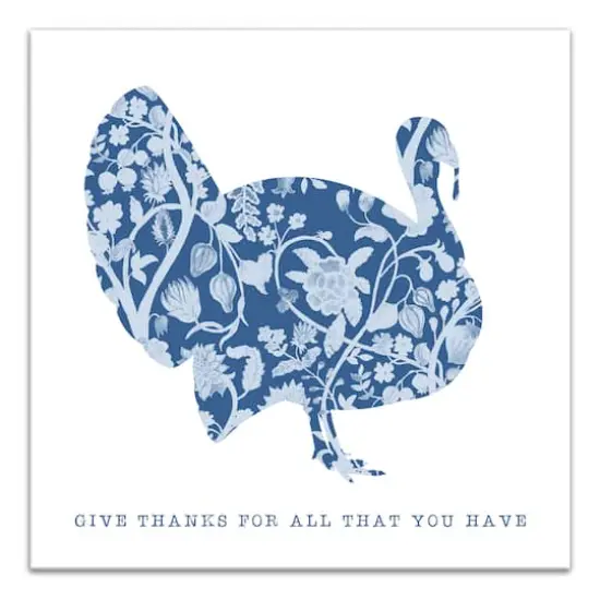 Floral Blue Turkey Canvas Wall Art {1}