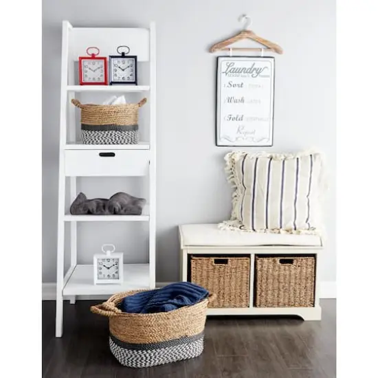 White Traditional Wood Storage Bench, 20" x 34" {6}