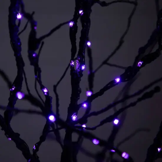 6ft. Orange & Purple LED Pre-Lit Halloween Deluxe Black Twig Artificial Fall Tree {10}