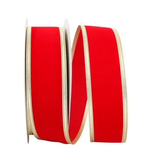 JAM Paper Velvet Dynasty Wired Edge Ribbon Scarlet {2}