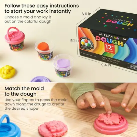 Arteza&reg; Kids 12 Piece Pastel & Regular Colors Dough Set {6}
