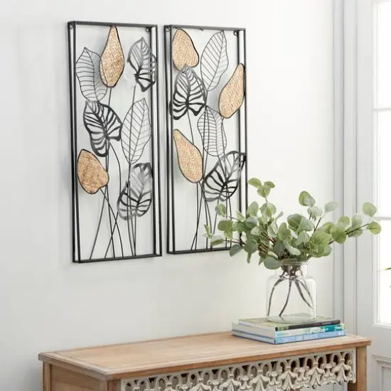 Black Contemporary Floral Metal Wall D&eacute;cor Set {9}