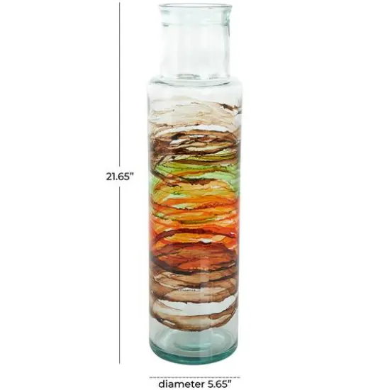 22" Multicolor Swirl Glass Cylinder Vase {9}