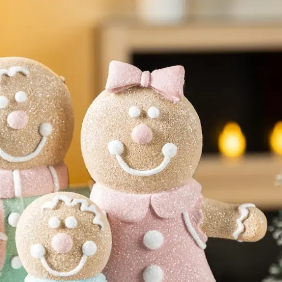Glitzhome&reg; 10.25" Resin Christmas Gingerbread Man Family Table Decor {6}