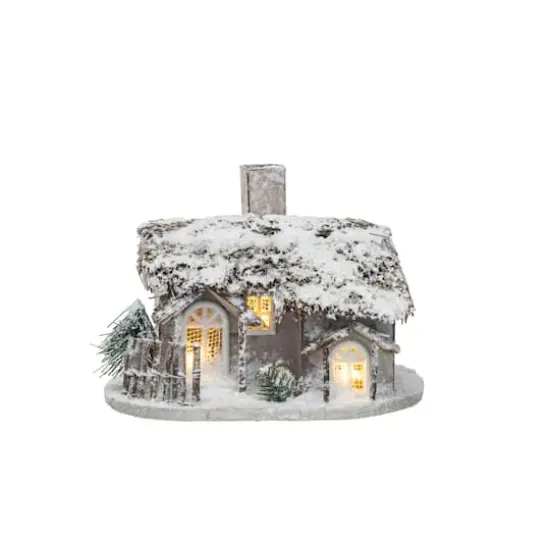 Hello Honey&reg; 8.5" Twig & Paper Cabin with Faux Snow & LED Light {4}