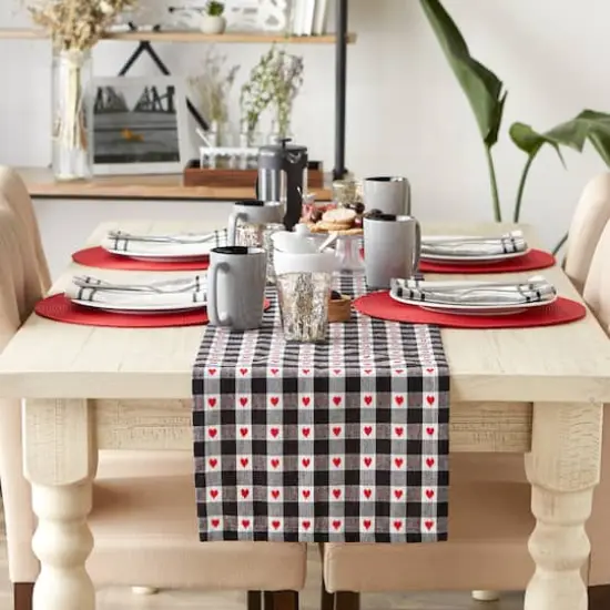 DII&reg; 72" Hearts Dobby Check Table Runner {5}