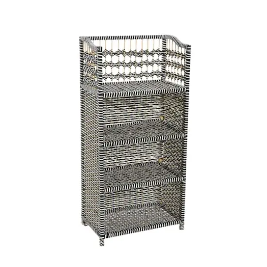 Household Essentials 39" Woven Paper Rattan Accent Shelf Black {1}