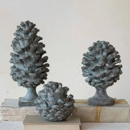 Hello Honey&reg; 10.25" Round Verdigris Finish Pinecone Finial with Base {3}