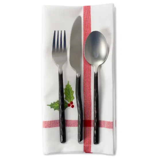 DII&reg; White Embroidered Holly Corner With Border Napkins, 6ct. {3}