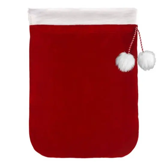 Red & White Deluxe Santa Bag With Fur Cuff, 42" x 32" {1}