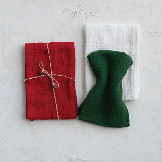 Hello Honey® 28" Green Woven Cotton Double Cloth Tea Towels, 3ct. {3}