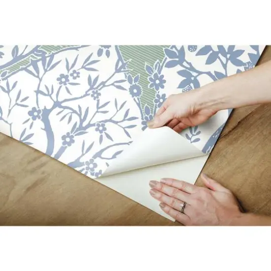 RoomMates Tree & Vine Ogee Peel & Stick Wallpaper Blue and green {8}