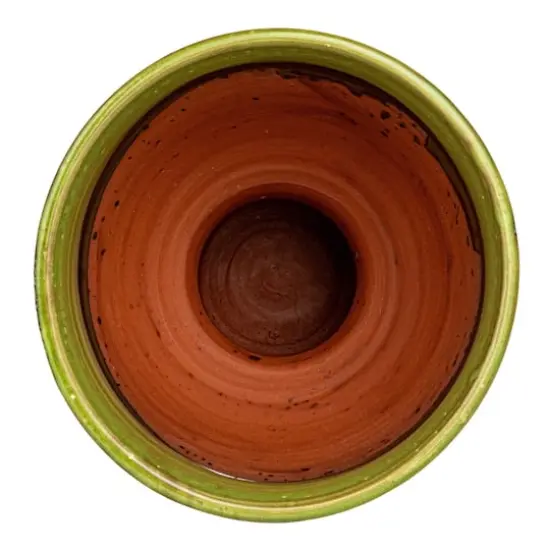 Hello Honey&reg; 12.25" Green Round Terra-cotta Hobnail Footed Vase {5}