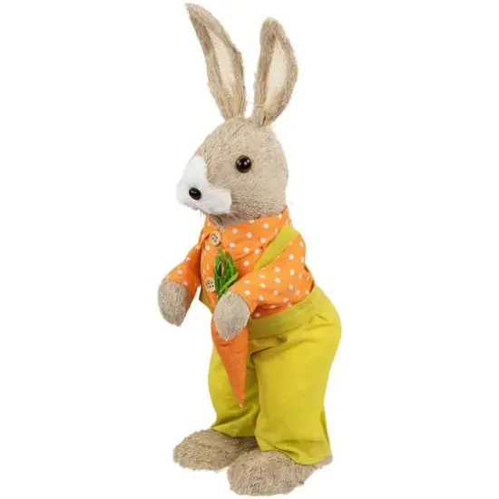 16" Orange & Green Standing Boy Rabbit with Carrot Easter Figure {6}