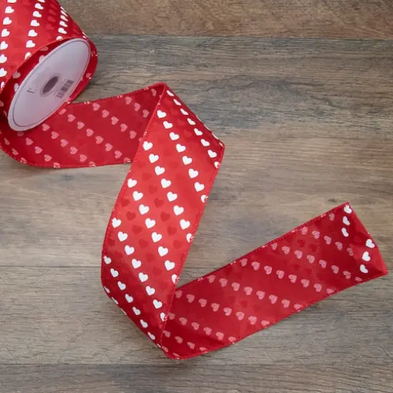 2.5" x 10yd. Diagonal Hearts Valentine's Day Wired Craft Ribbon {3}