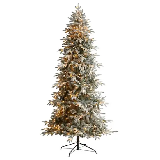 8.5ft. Pre-Lit Flocked Manchester Spruce Artificial Christmas Tree, Warm White Lights {1}