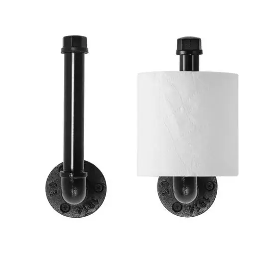 NEX&trade; 6.5" Black Iron Rustic Toilet Paper Roll Holders, 2ct. {5}