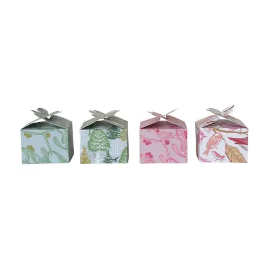 Hello Honey Green & Pink Trees, Plants & Bird Pattern Interlocking Gift Boxes, 4ct. {1}