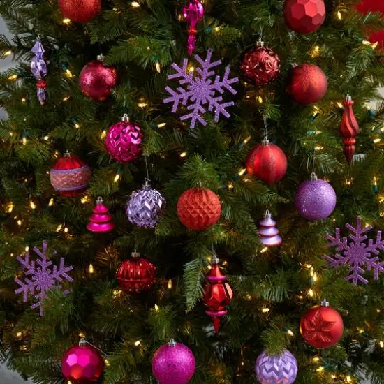 50ct. Holiday Deluxe Shatterproof Christmas Tree Ornament Box Set {6}