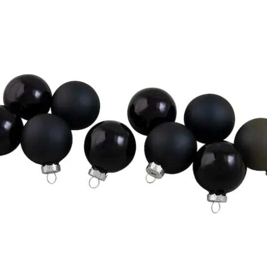 10ct. 1.75" Shiny & Matte Black Glass Ball Ornaments {3}