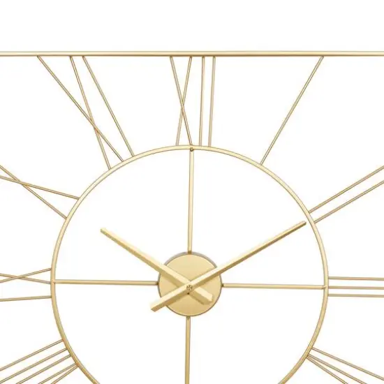 CosmoLiving by Cosmopolitan 24" Metal Square Wall Clock Gold {5}