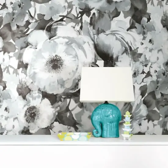 RoomMates Watercolor Floral Peel & Stick Wallpaper Black/White {7}