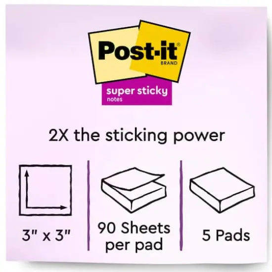 Post-it&reg; 3" x 3" Super Sticky Notes, 5 Pack Electric Blue {1}