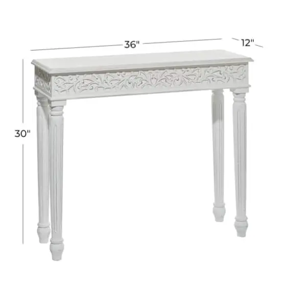 White Farmhouse Mango Wood Console Table, 30" x 36" {8}
