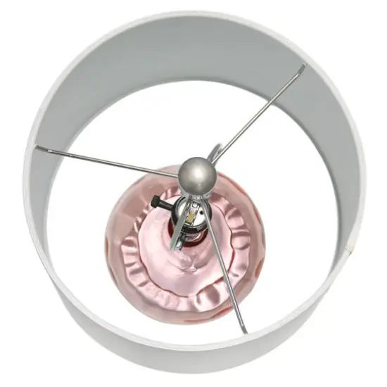 Lalia Home 23" Glass Table Lamp with White Fabric Shade Rose Quartz {10}