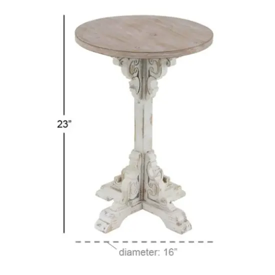 23" Gray Chinese Fir Farmhouse Accent Table {6}