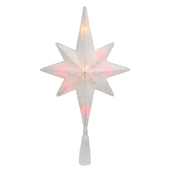 11" Lighted White Frosted Bethlehem Star with Gold Scrolling Christmas Tree Topper {1}